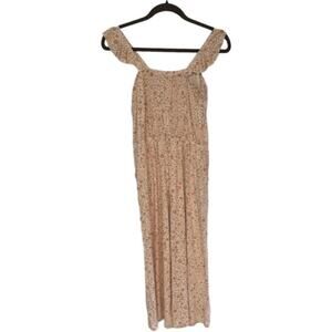Nordstrom Girls Floral Ruffle Strap Jumpsuit XL 14/16 Brown Cream NWT